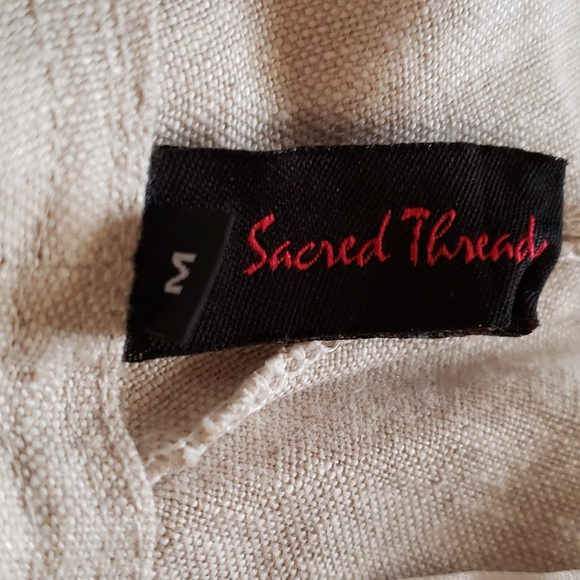 Sacred Threads Wide Leg Linen Pants Nature M - Picture 13 of 16